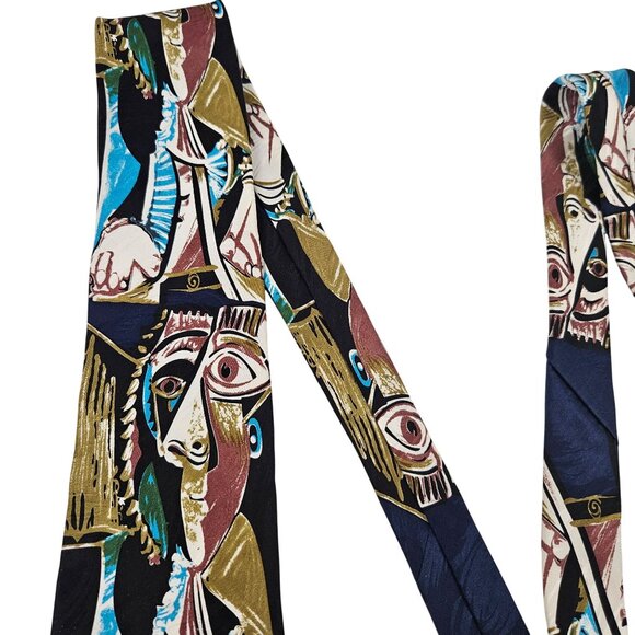 Picasso Collection Mens Necktie Silk Homme Assis 1995 Faces Italy Art Fashion - Picture 7 of 10